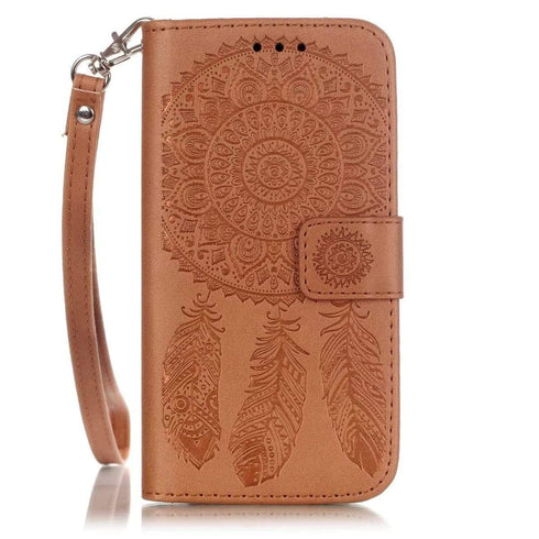 AussieSuperStore Homeware Supplies iPhone 6 Plus Aeolian Bells Pattern Emboss Leather Case with Holder & Card Slots & Wallet (Brown) iPhone 6 Plus Leather Case with Holder & Card Slots & Wallet (Brown) CBI6PEMBOSSCASEBR